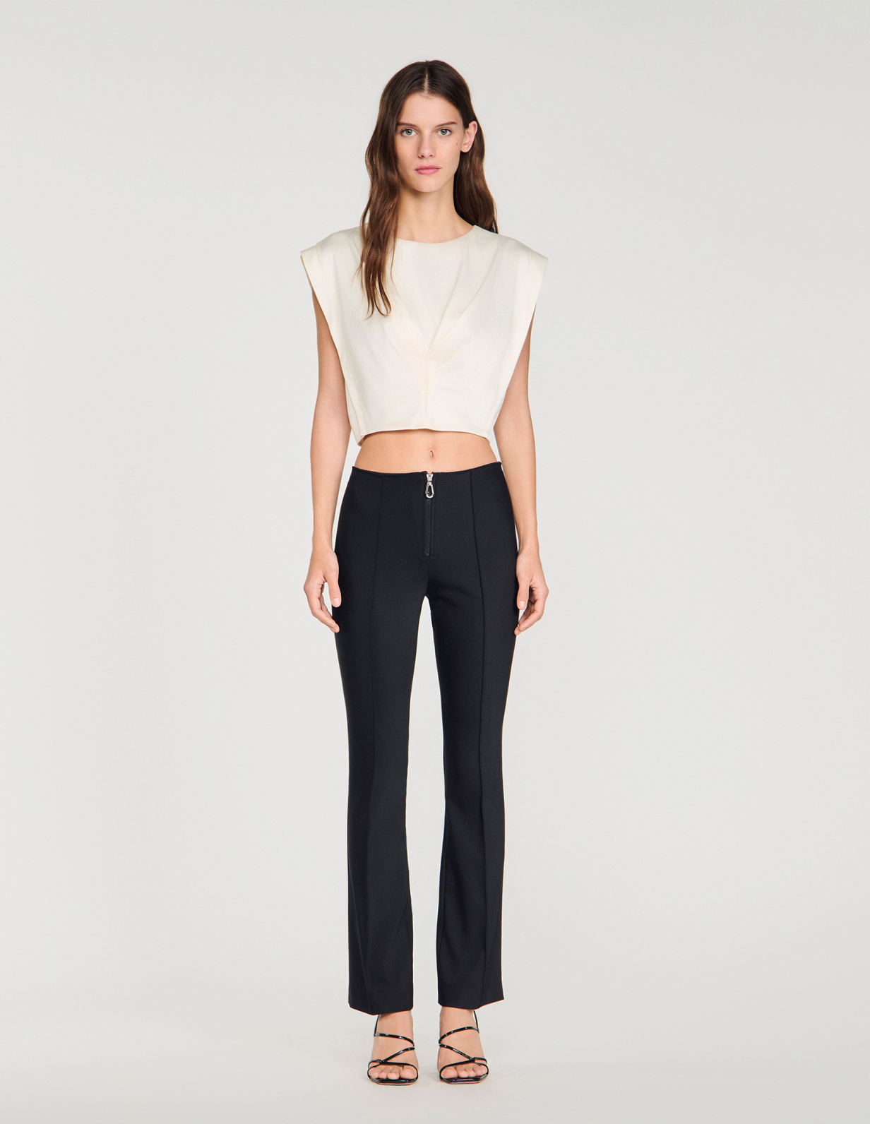 Жіночі приталені брюки із застібкою-блискавкою_2