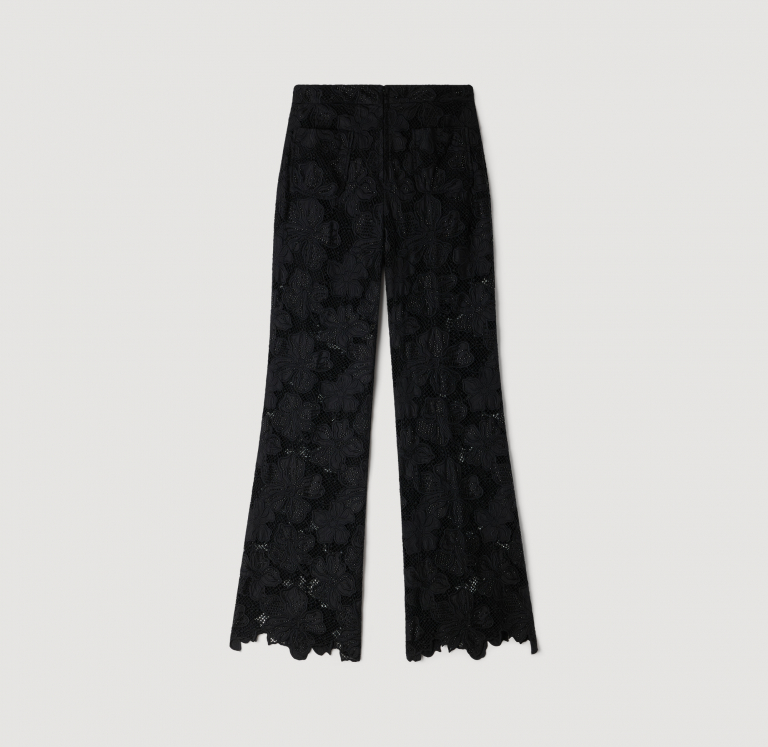 Женские черные гипюровые брюки