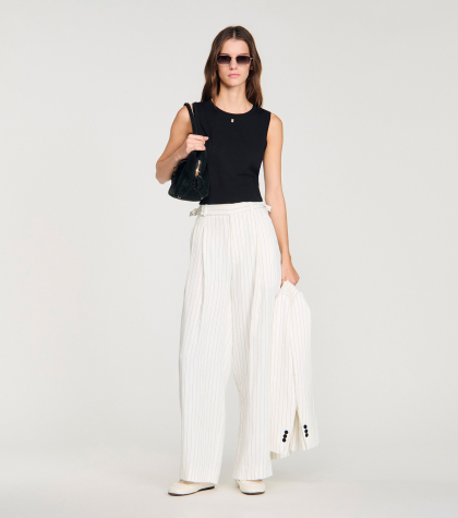 Женские полосатые классические брюки