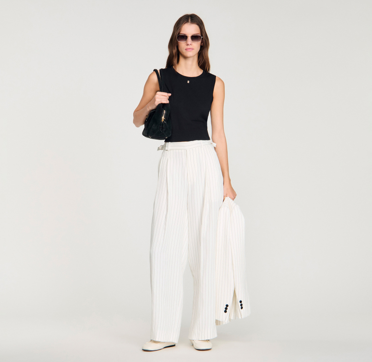 Женские полосатые классические брюки