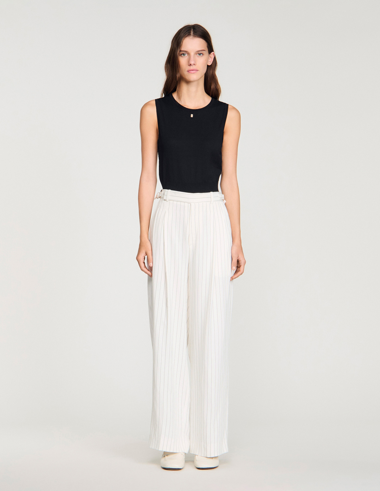 Женские полосатые классические брюки_2