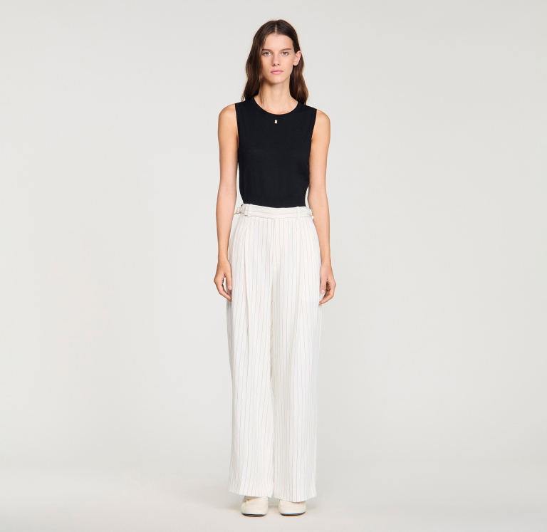 Женские полосатые классические брюки