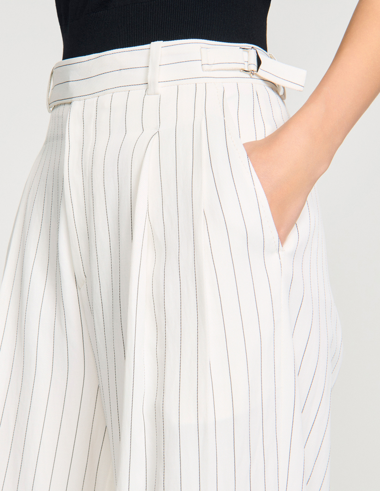 Женские полосатые классические брюки_3