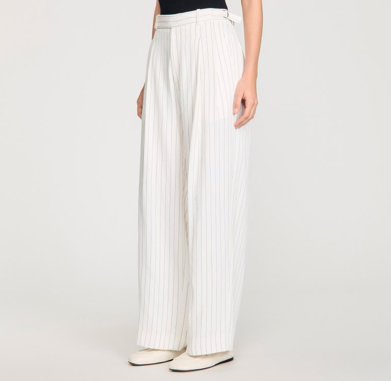 Женские полосатые классические брюки