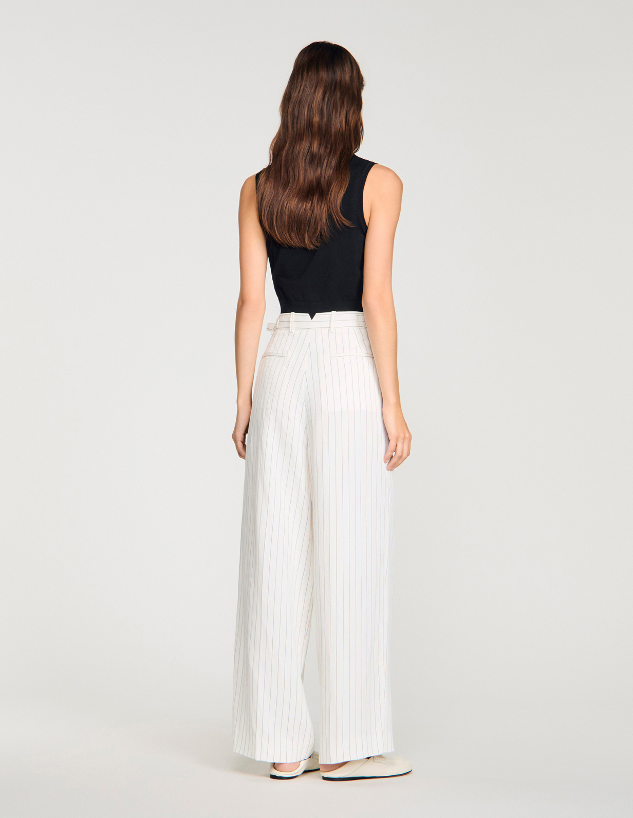 Женские полосатые классические брюки_5