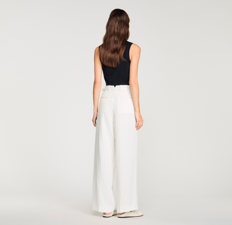 Женские полосатые классические брюки