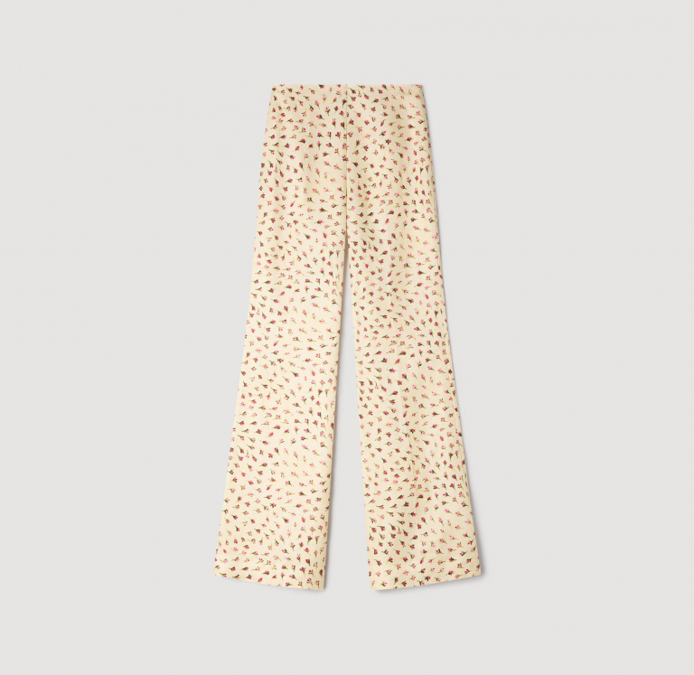 Женские молочные брюки с цветочным принтом