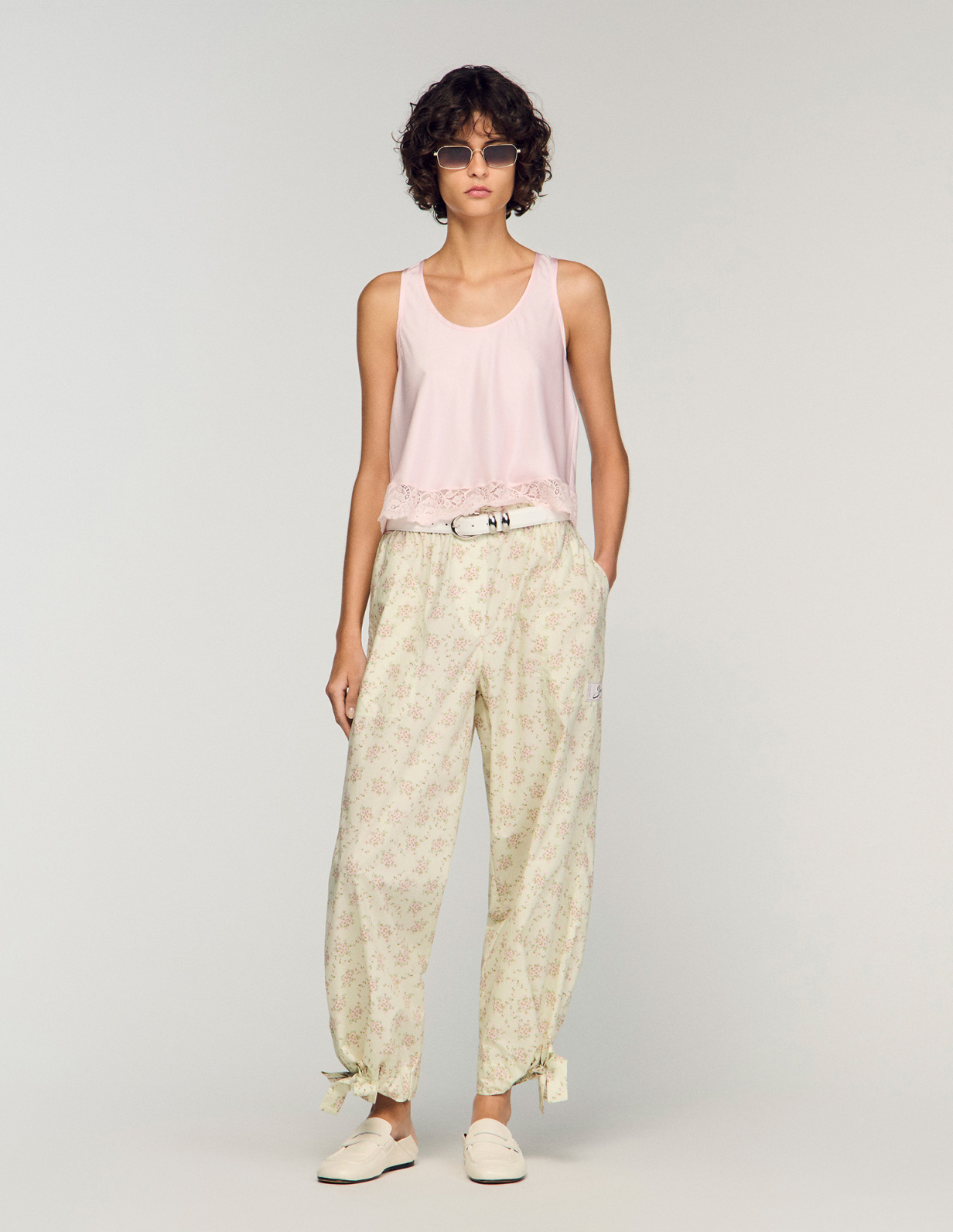 Женские широкие брюки с цветочным принтом_1