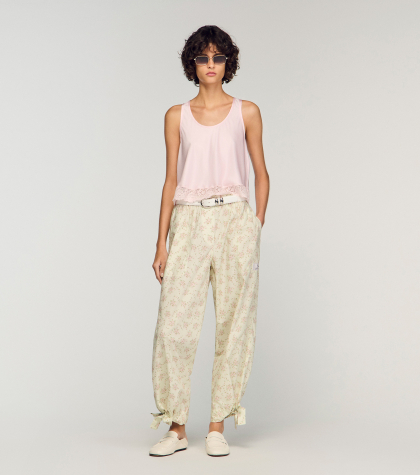 Женские широкие брюки с цветочным принтом