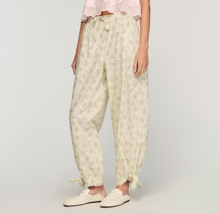 Женские широкие брюки с цветочным принтом