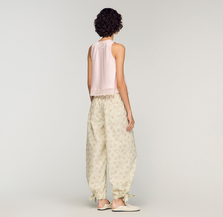 Женские широкие брюки с цветочным принтом