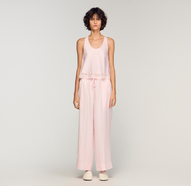 Женские атласные широкие брюки