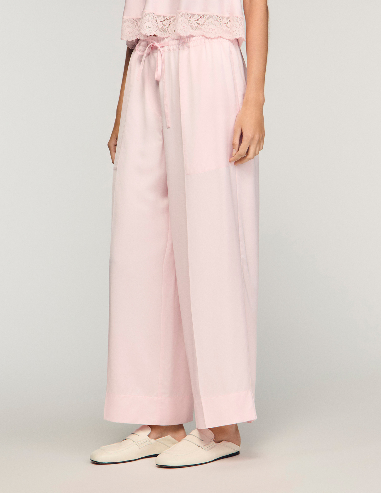 Женские атласные широкие брюки_4