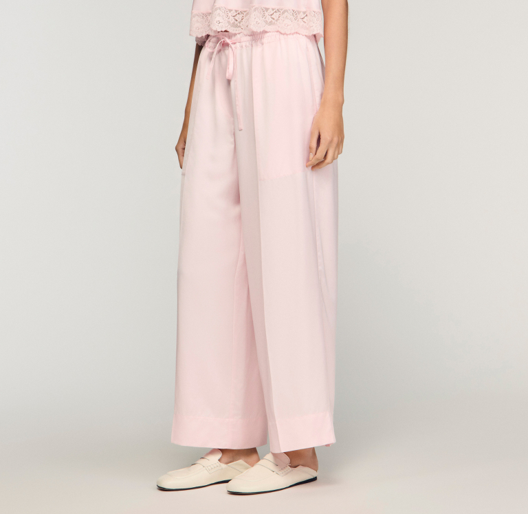 Женские атласные широкие брюки