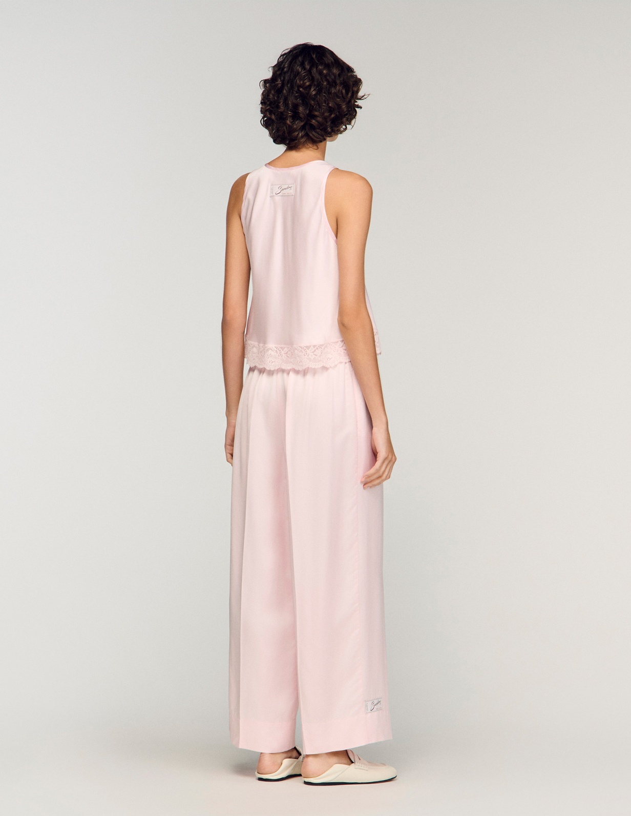 Женские атласные широкие брюки_5