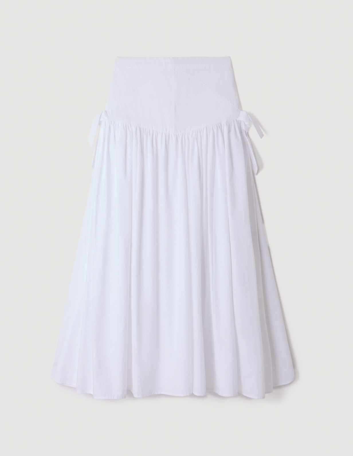 Женская длинная юбка из поплина с завязками_6