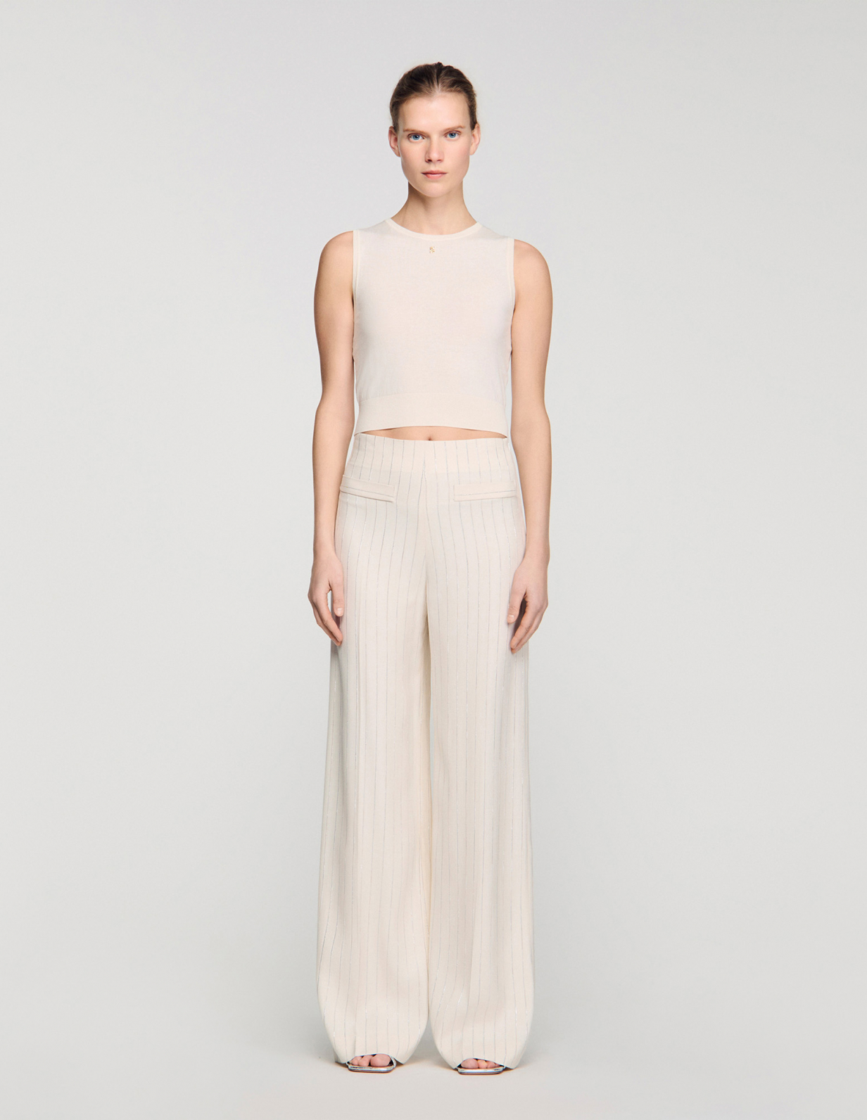 Женские широкие полосатые брюки_2