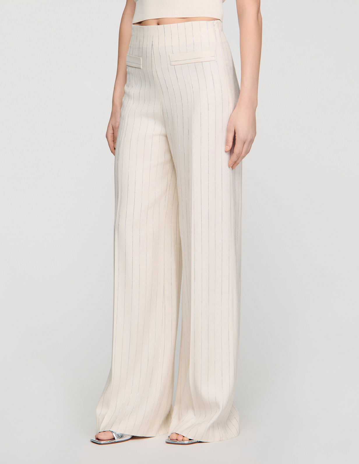 Женские широкие полосатые брюки_4