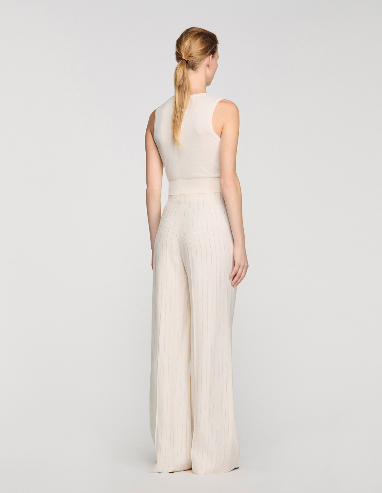 Женские широкие полосатые брюки_5