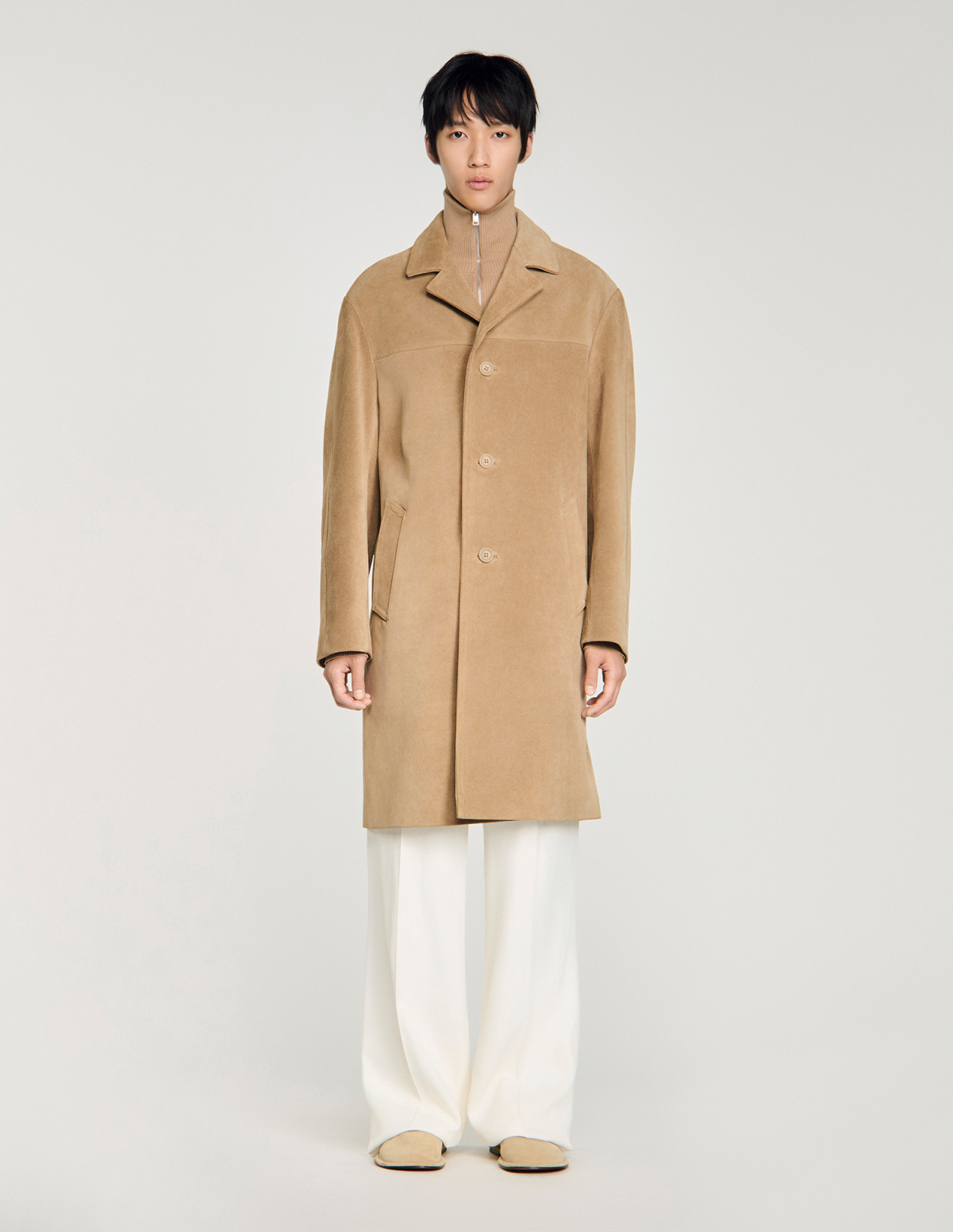 Чоловіче бежеве замшеве пальто_2