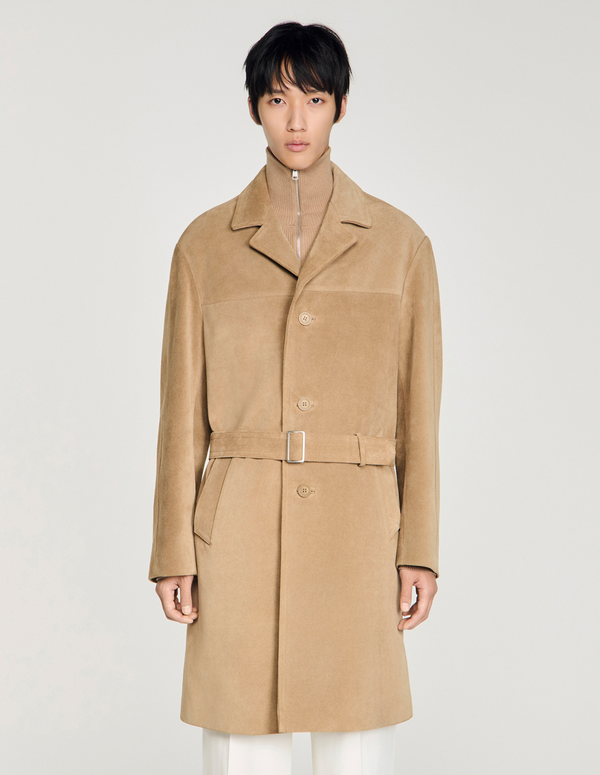 Чоловіче бежеве замшеве пальто_4