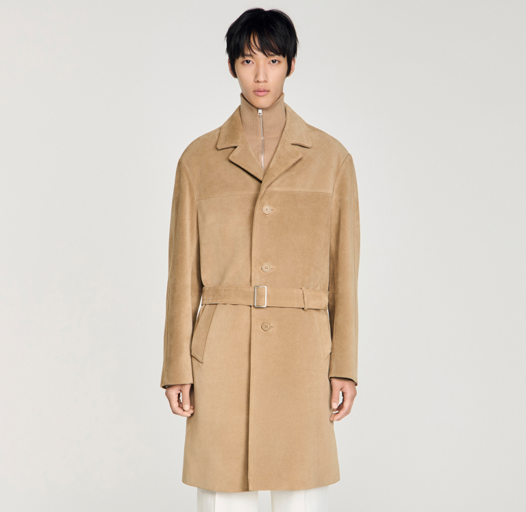 Чоловіче бежеве замшеве пальто