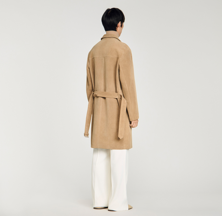 Чоловіче бежеве замшеве пальто