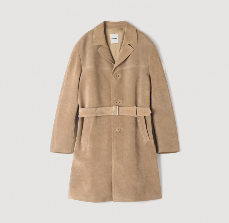 Чоловіче бежеве замшеве пальто