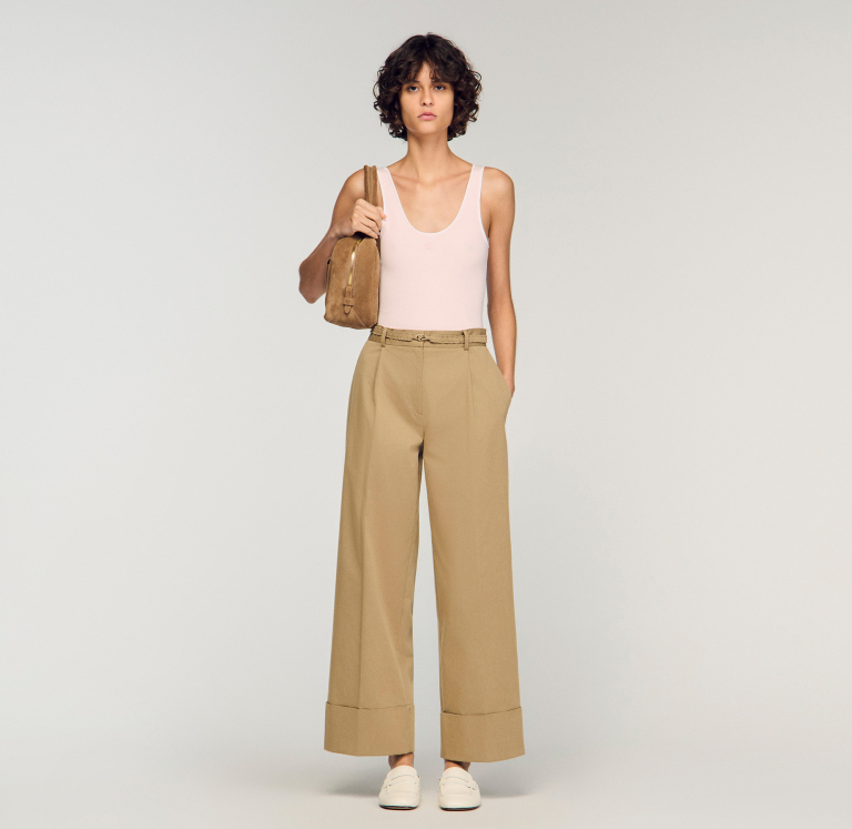 Женские бежевые широкие брюки