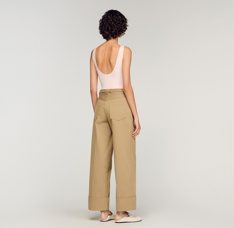 Женские бежевые широкие брюки