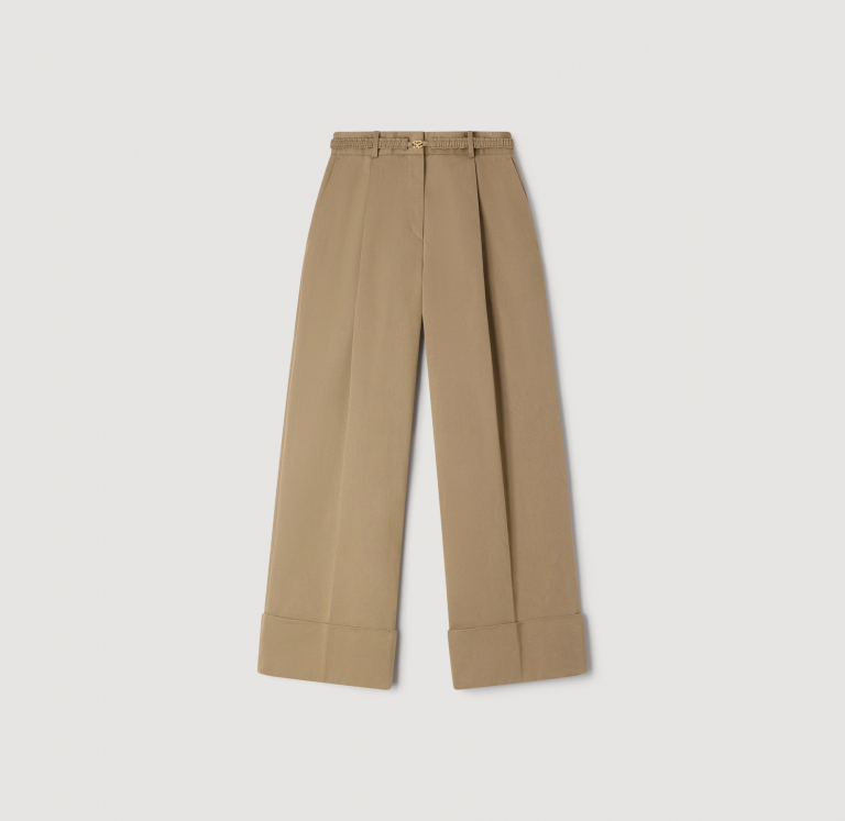 Женские бежевые широкие брюки