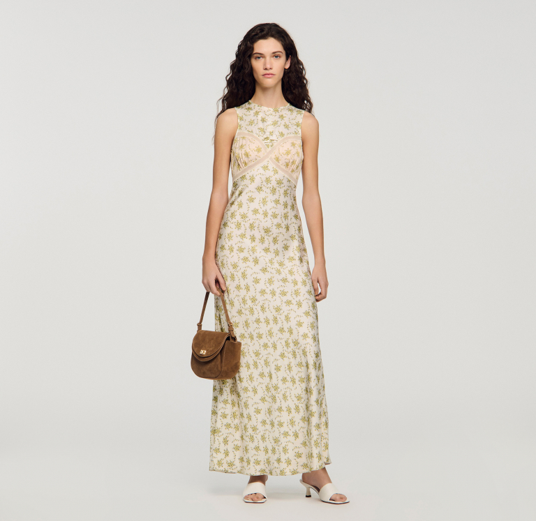 Женское макси-платье с цветочным принтом