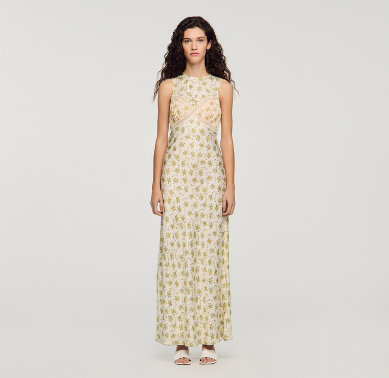 Женское макси-платье с цветочным принтом