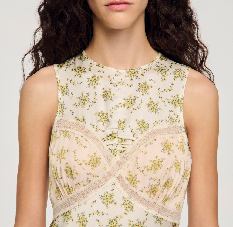 Женское макси-платье с цветочным принтом