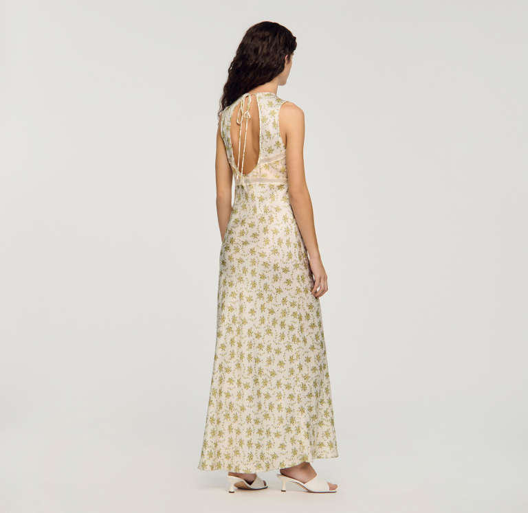 Женское макси-платье с цветочным принтом
