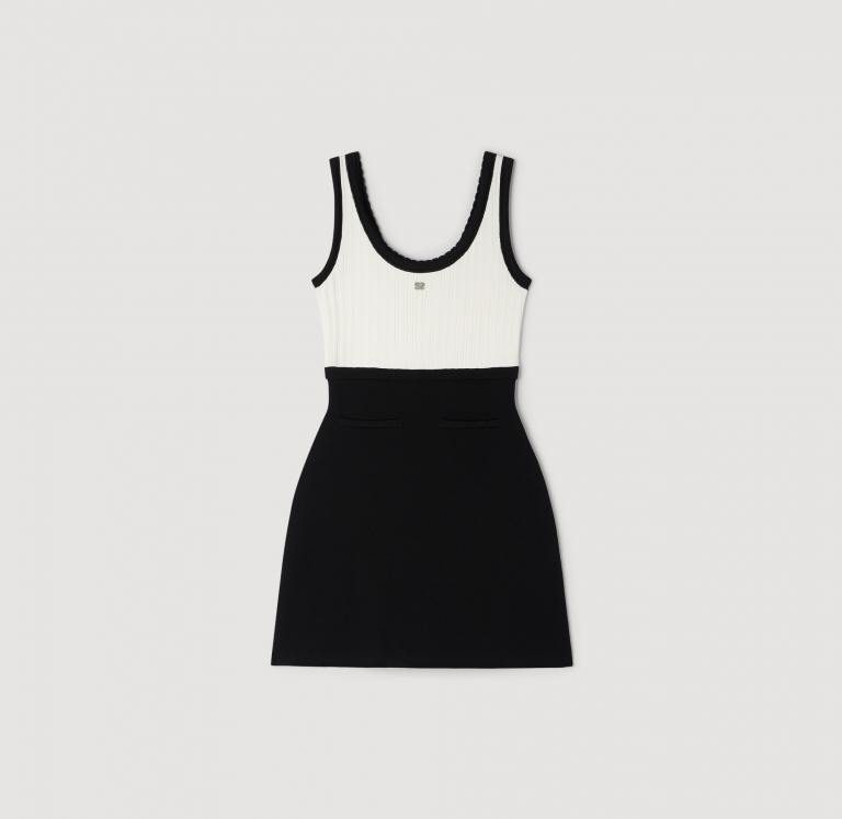 Жіноча двоколірна в'язана сукня