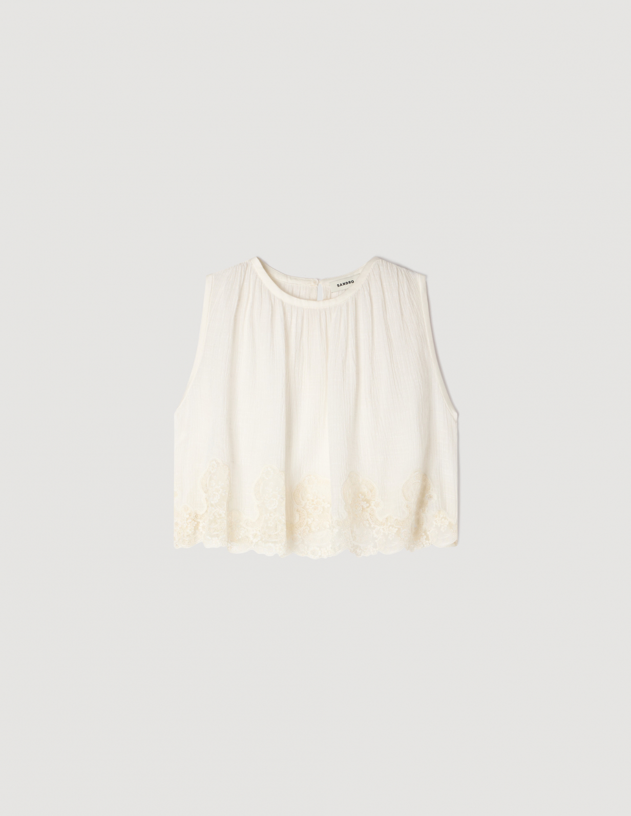 Женский белый топ с кружевной отделкой_6