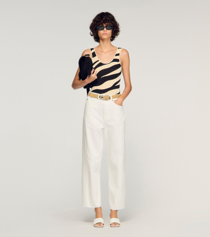 Женский вязаный боди с принтом 