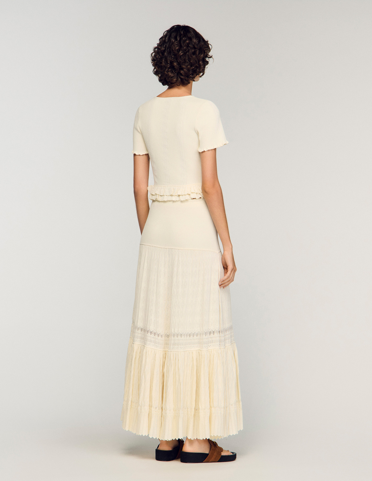 Женский вязаный кардиган с оборками_5