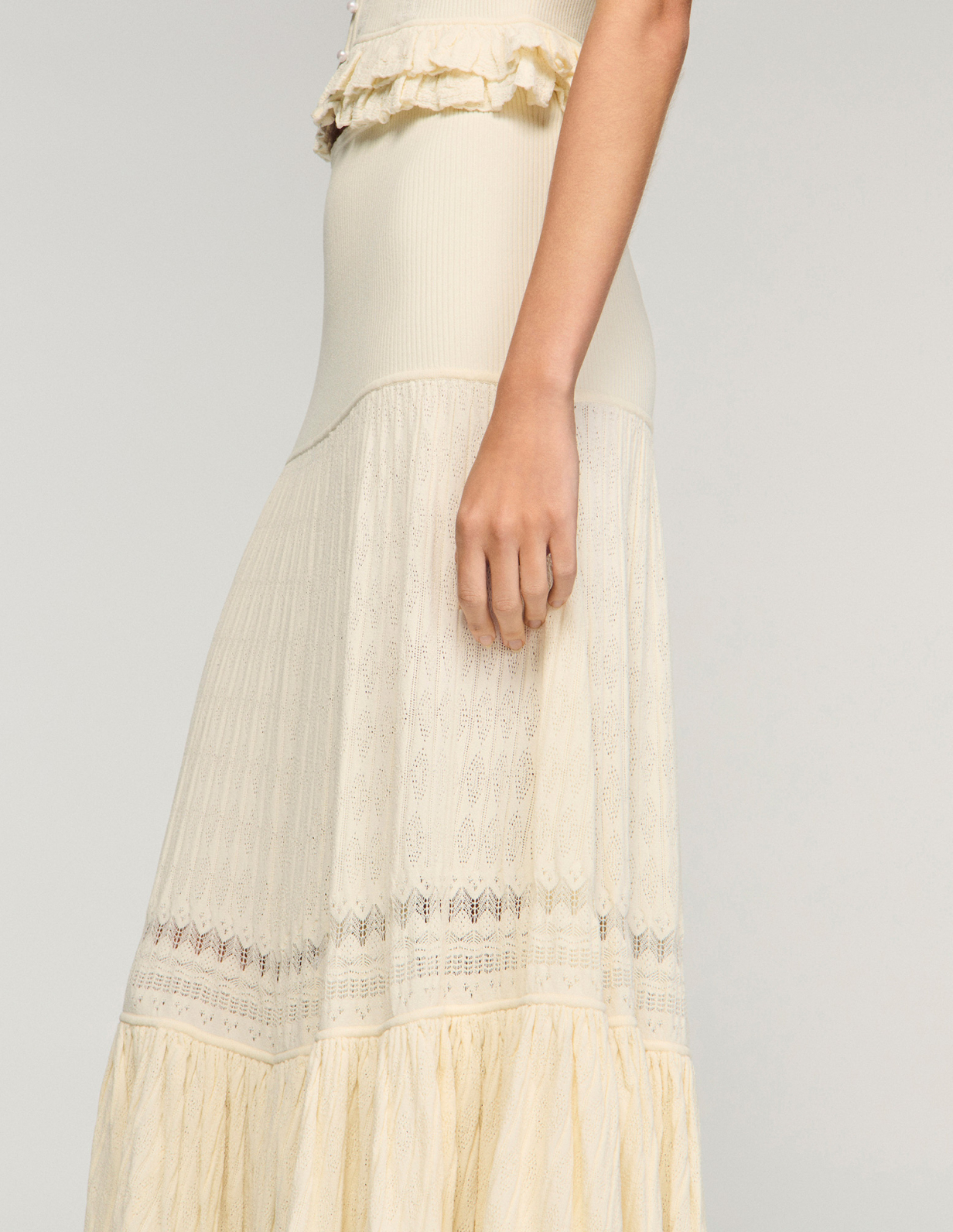 Жіноча молочна в'язана спідниця_3