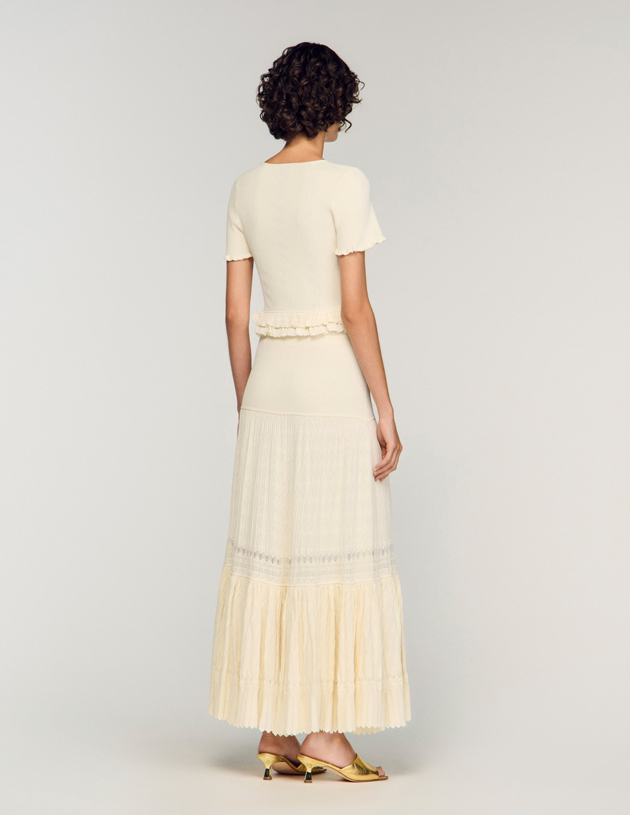 Жіноча молочна в'язана спідниця_5