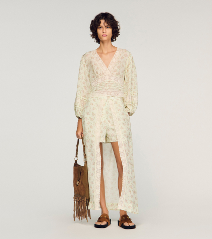 Женский укороченный топ с цветочным принтом