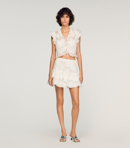 Женский короткий гипюровый топ