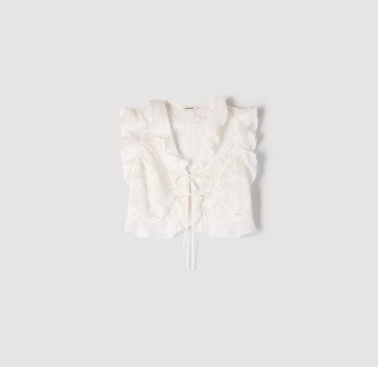 Женский короткий гипюровый топ