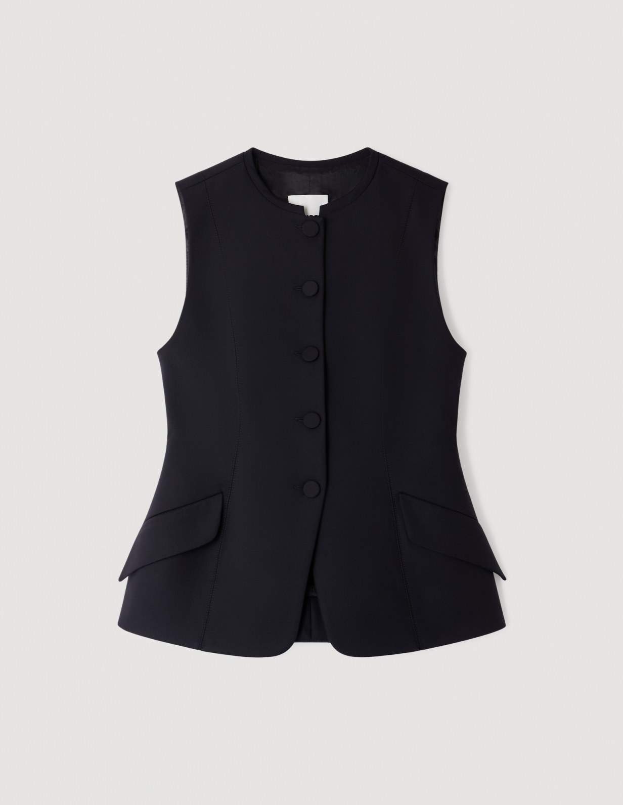 Женский черный жакет с баской_6