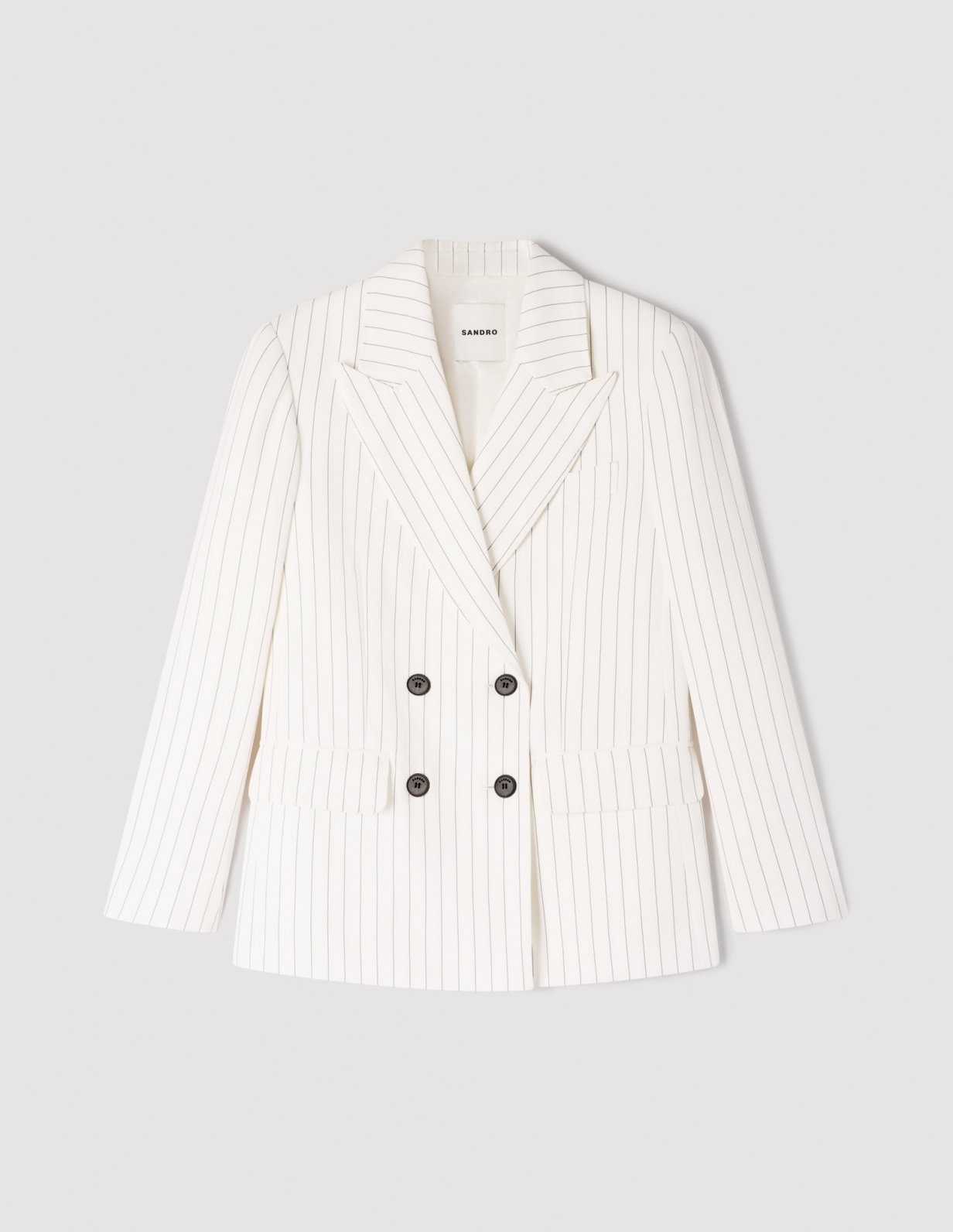 Жіночий двобортний смугастий жакет_6