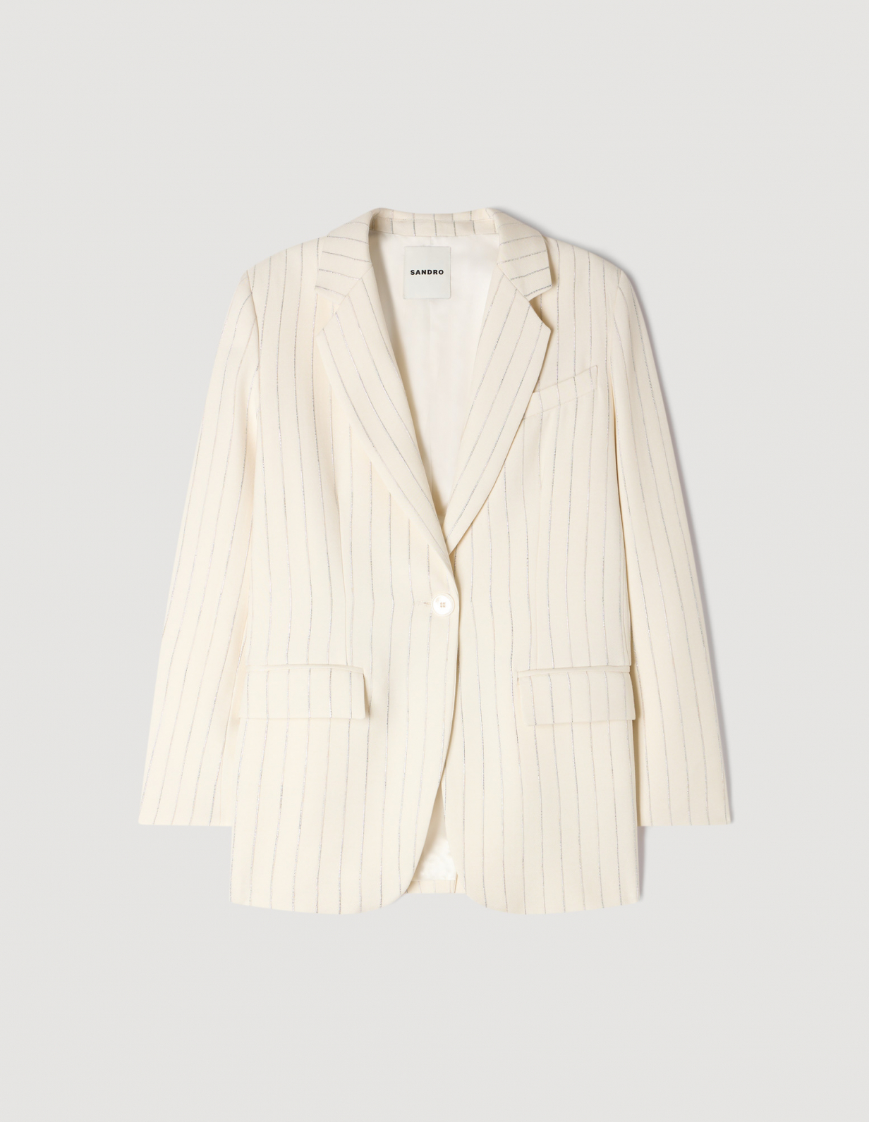 Женский молочный жакет в полоску_6