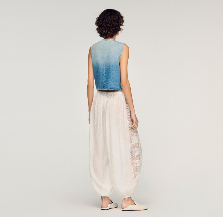 Женские широкие брюки с кружевной отделкой