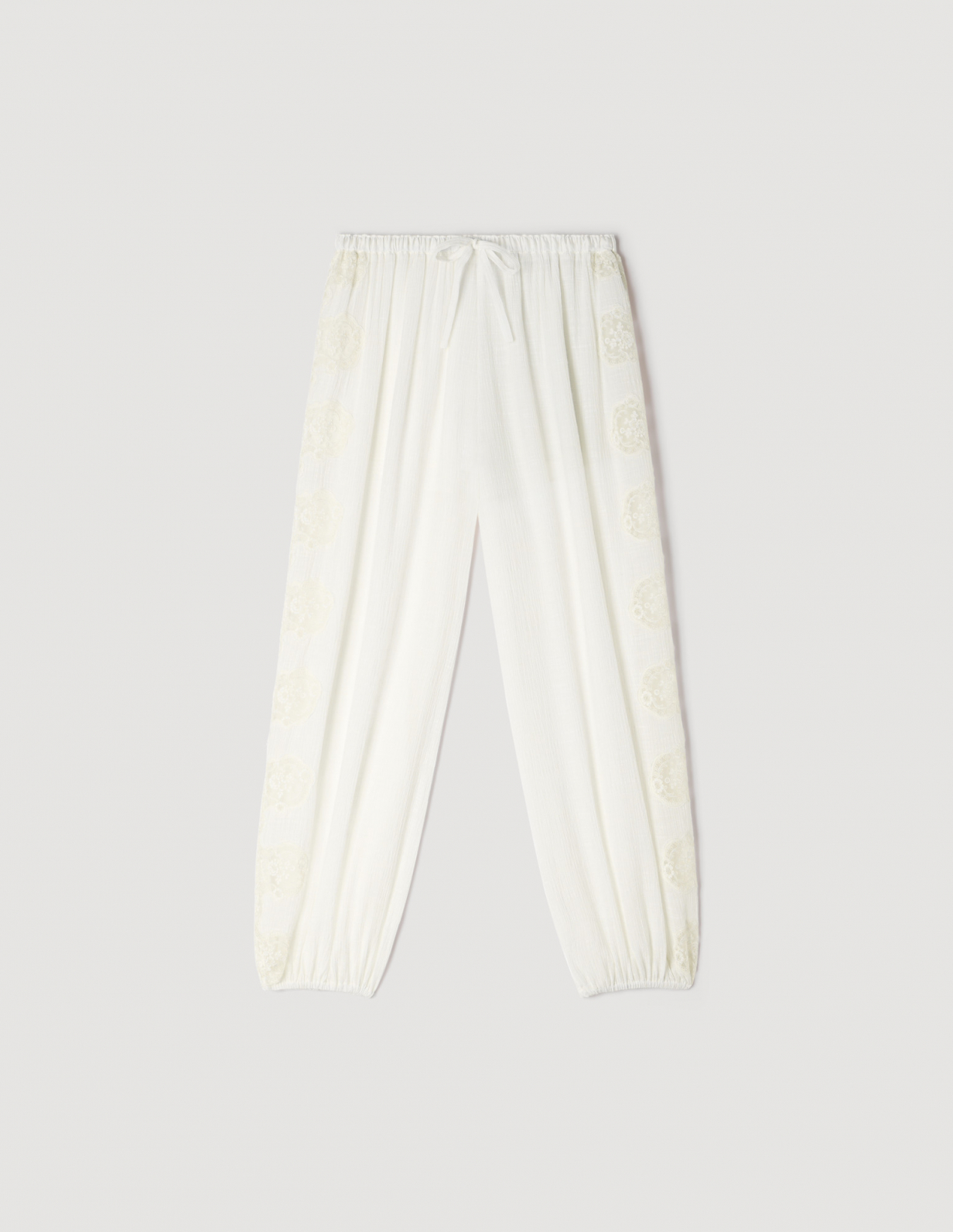 Женские широкие брюки с кружевной отделкой_6