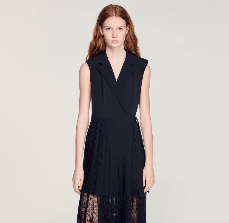 Жіноча чорна сукня з мереживною спідницею